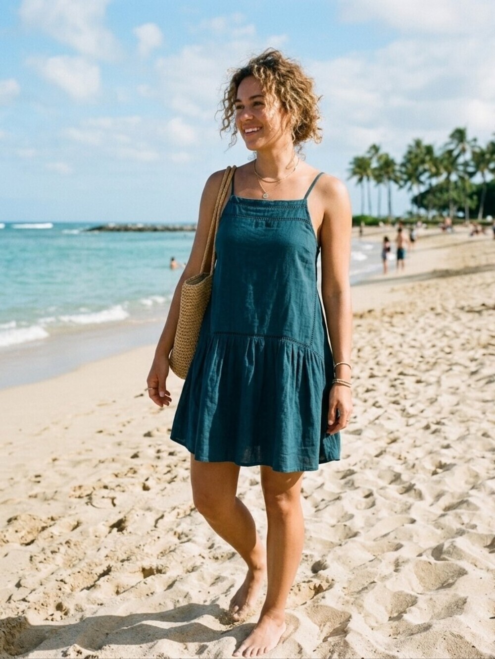 FREE PEOPLE SKIPPING STONES TUNIC DRESS IN THUNDER BLUE SIZE MEDIUM